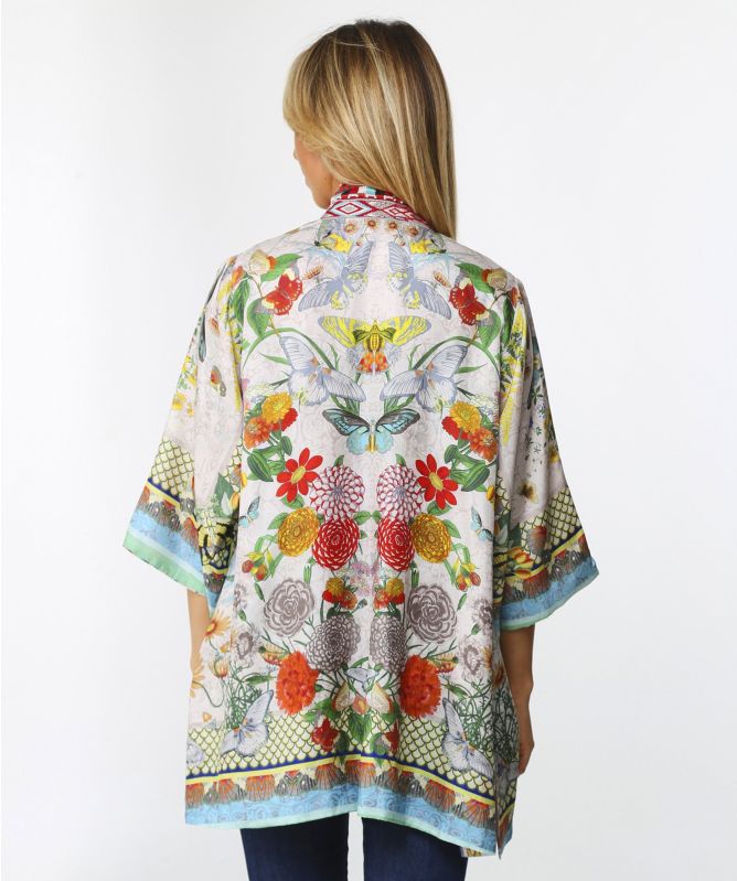 Johnny Was Claret Reversible Silk Kimono