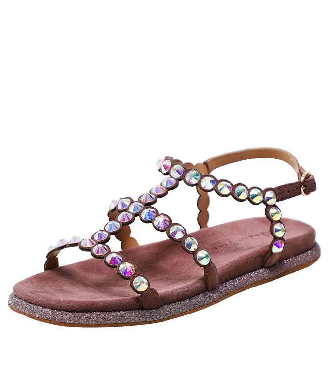 Alma en Pena Suede Rhinestone Sandals
