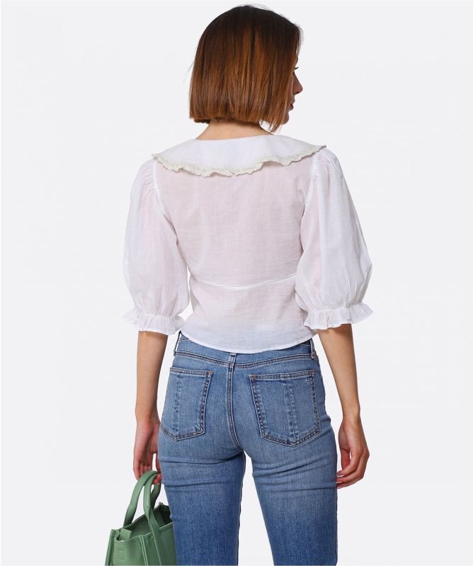 RIXO Tuscany Embroidered Blouse