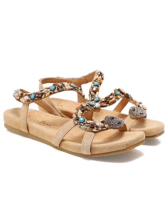 Alma en Pena Embellished Suede Snake Sandals