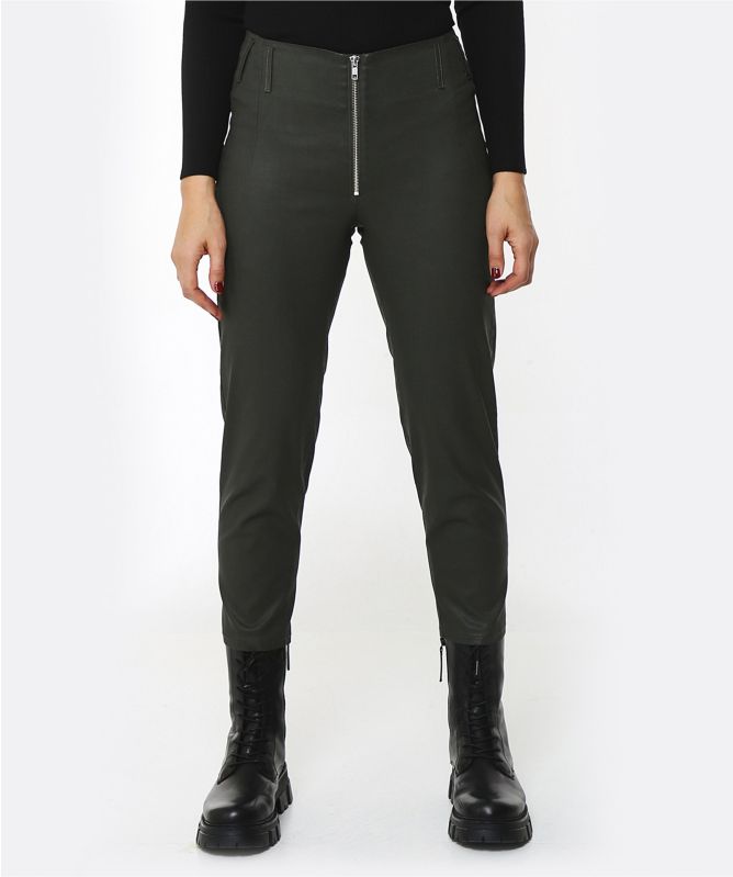 Lurdes Bergada Coated Zip Front Trousers