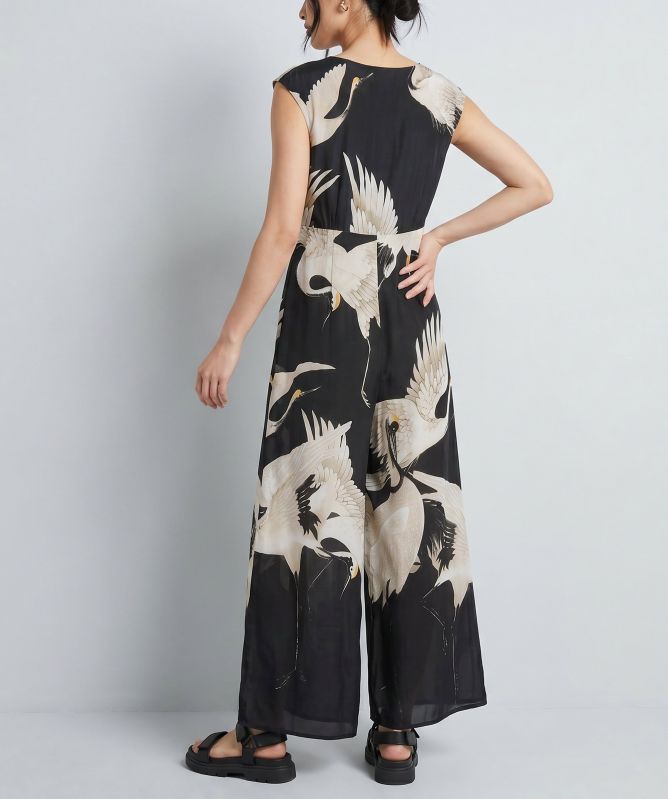 One Hundred Stars Stork Print Jumpsuit