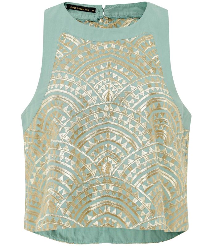 Greek Archaic Kori Embroidered Tank Top
