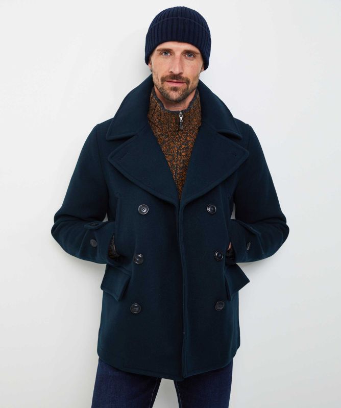 MHL Pea Coat Coarse Melton Wool Black – Neighbour MHL. 13AW Pea