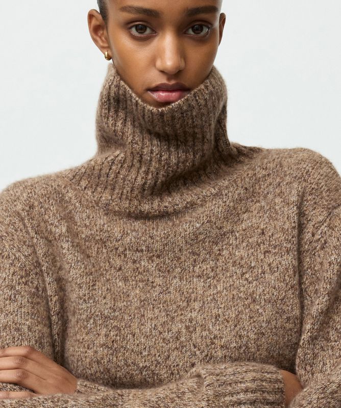 Soft Goat Marled Relaxed Fit Turtleneck Jumper