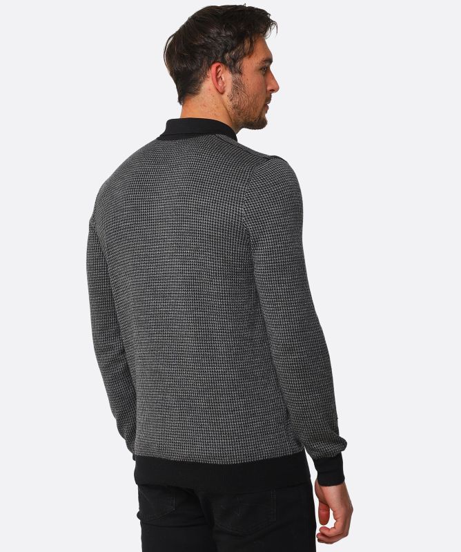 Gran Sasso Virgin Wool Silk Houndstooth Polo