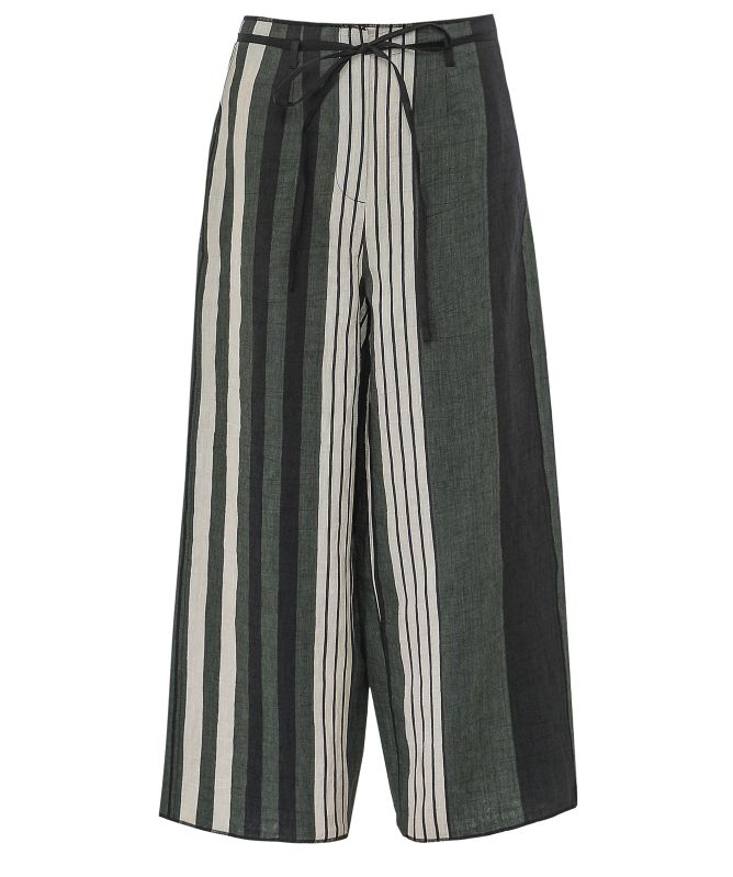 Milla Striped Cropped Wide-Leg Trousers