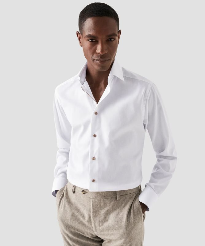 Eton Signature Twill Contrast Ribbon Slim Fit Shirt