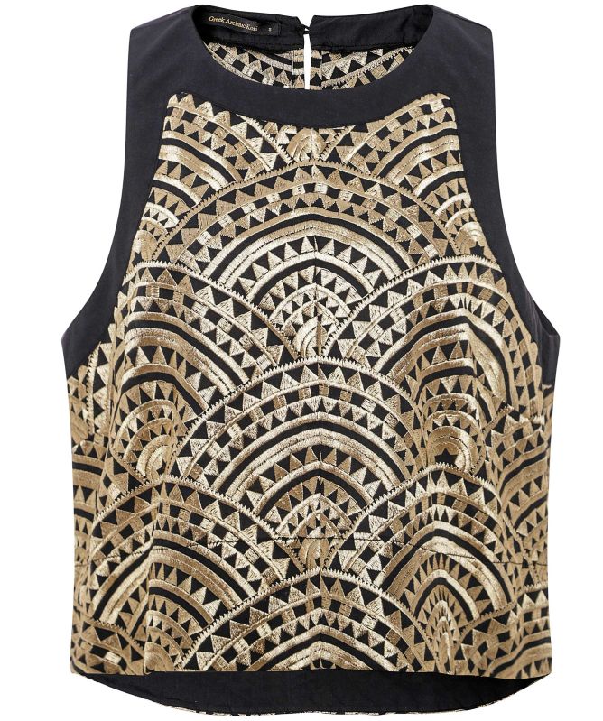 Greek Archaic Kori Embroidered Tank Top