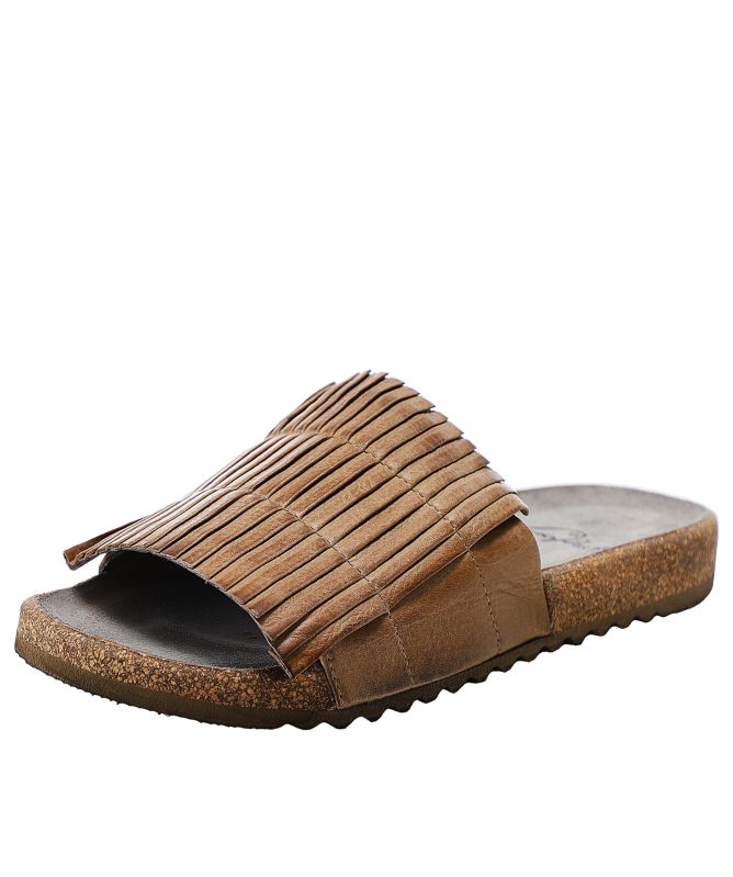Lofina Pleated Leather Sliders