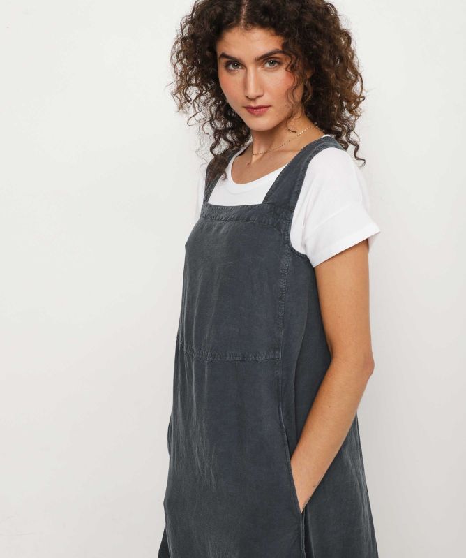 ISCHIKO Linen Blend Pinafore Dress