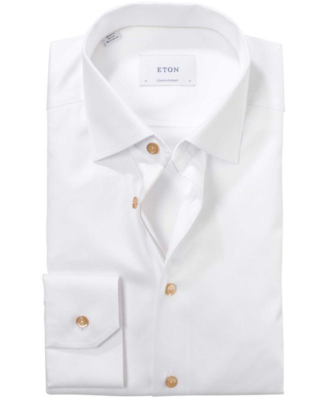Eton White Contemporary Fit Twill Shirt Eton White Contemporary Fit Twill Shirt