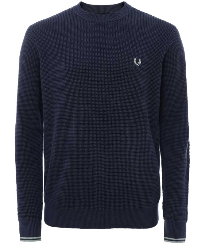 Fred Perry Dark Blue Waffle Stitch Jumper
