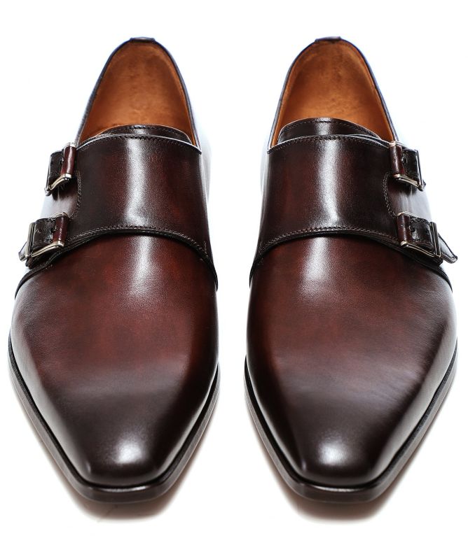 Magnanni Brown Leather Double Monk Shoes | Jules B
