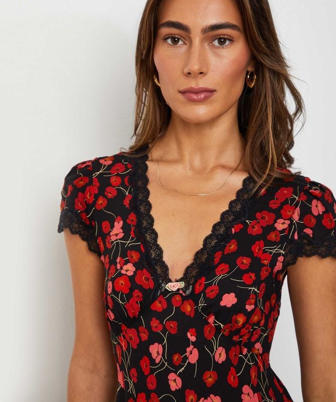 Rixo Floral Print Clarice Midi Dress