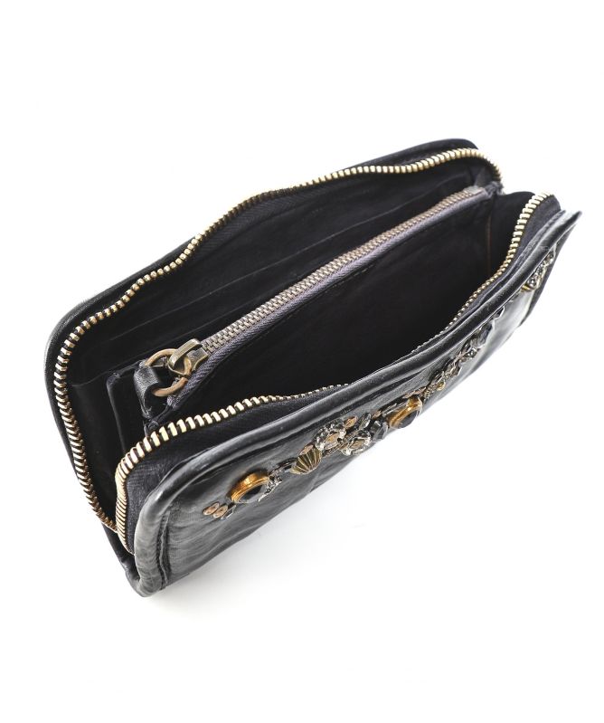 Campomaggi Embellished Leather Zip Around Wallet