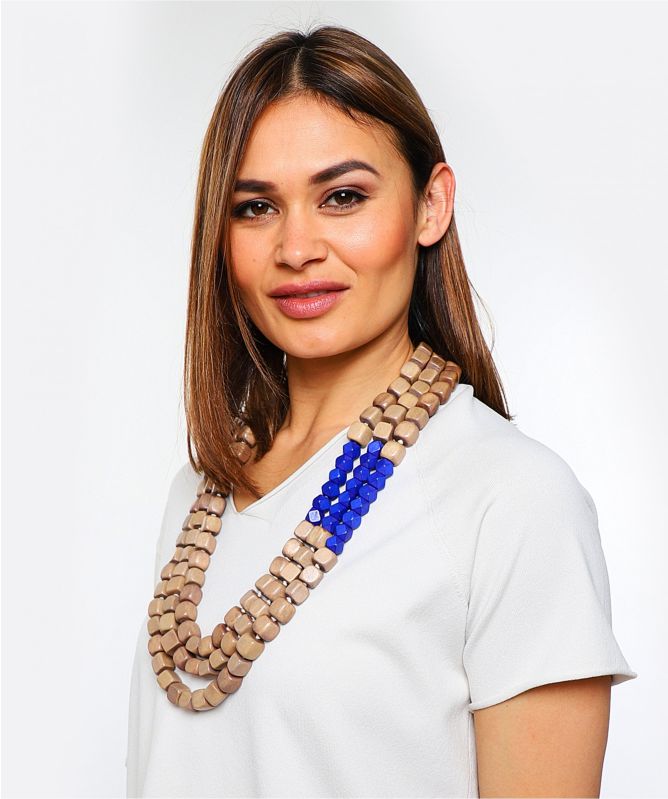 Zen Jewellery Square Beaded Wooden Necklace
