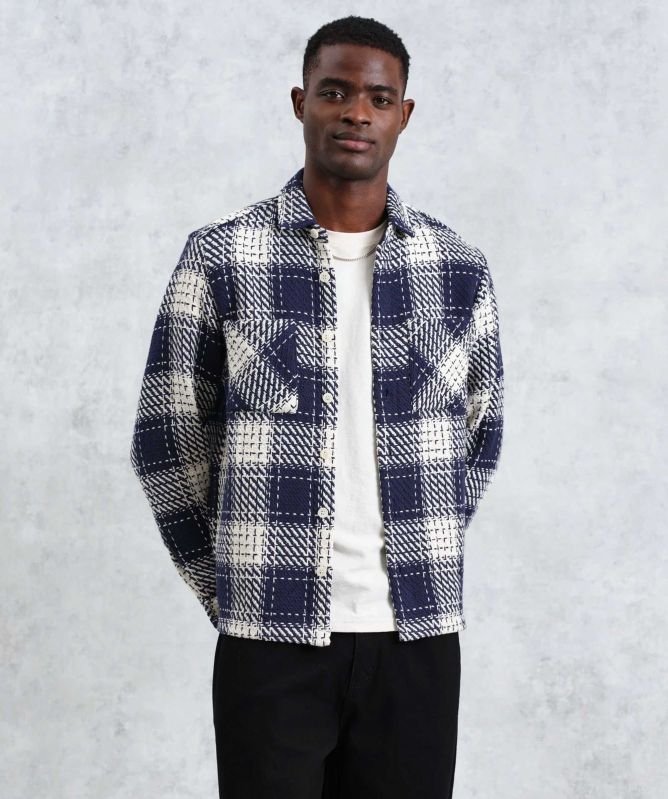 Wax London Beatnik Check Whiting Overshirt