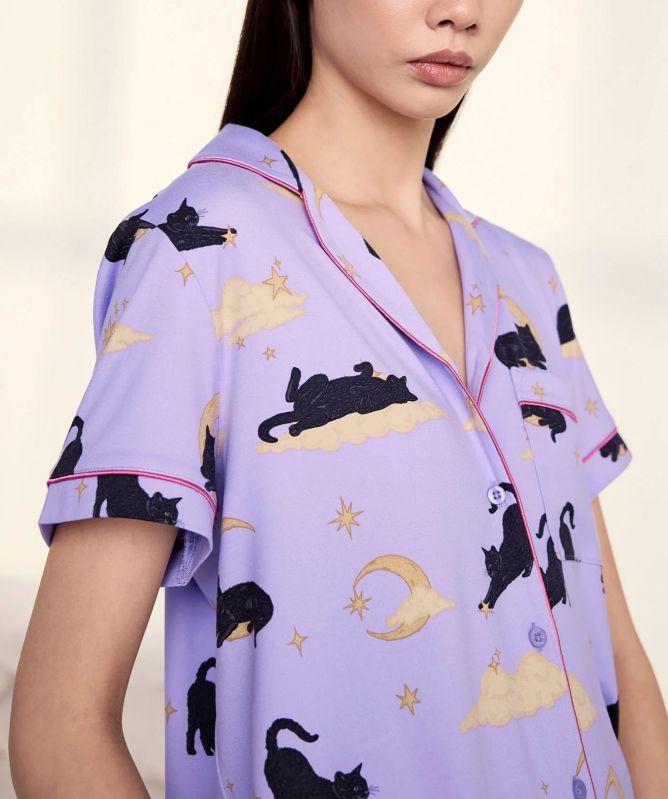 Chelsea Peers Halloween Cat Print Short Pyjamas