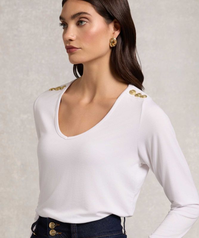 Holland Cooper Long Sleeve V-Neck T-Shirt