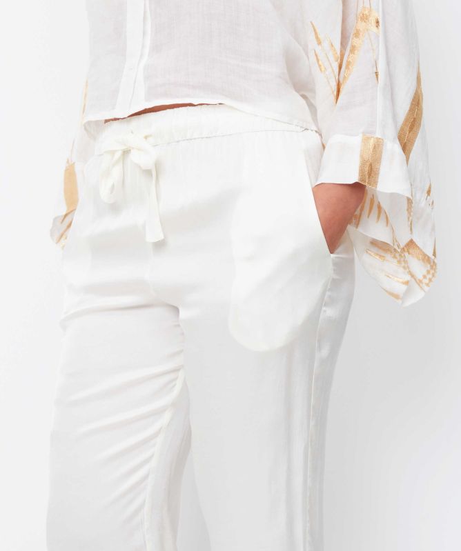 Greek Archaic Kori Drawstring Satin Pants