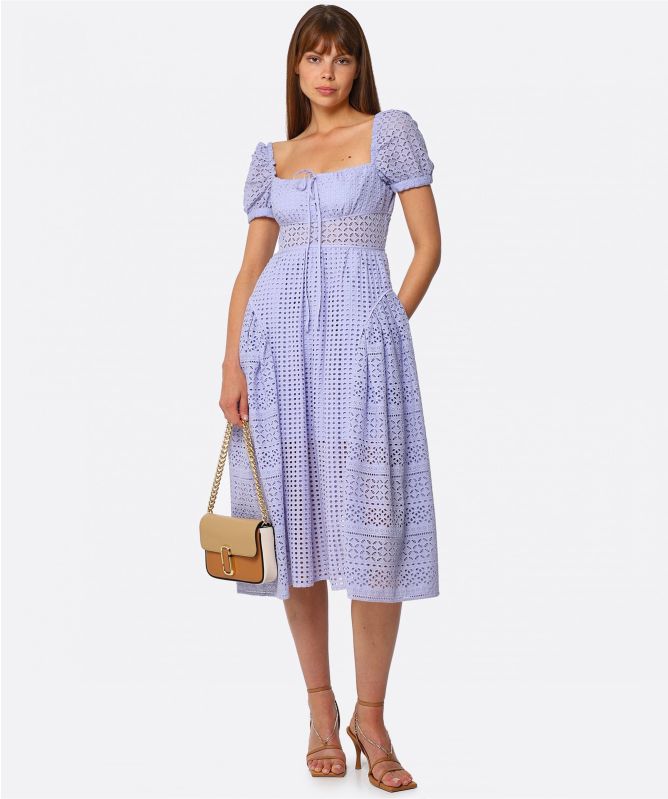 Self-Portrait Purple Broderie Anglaise Midi Dress | Jules B