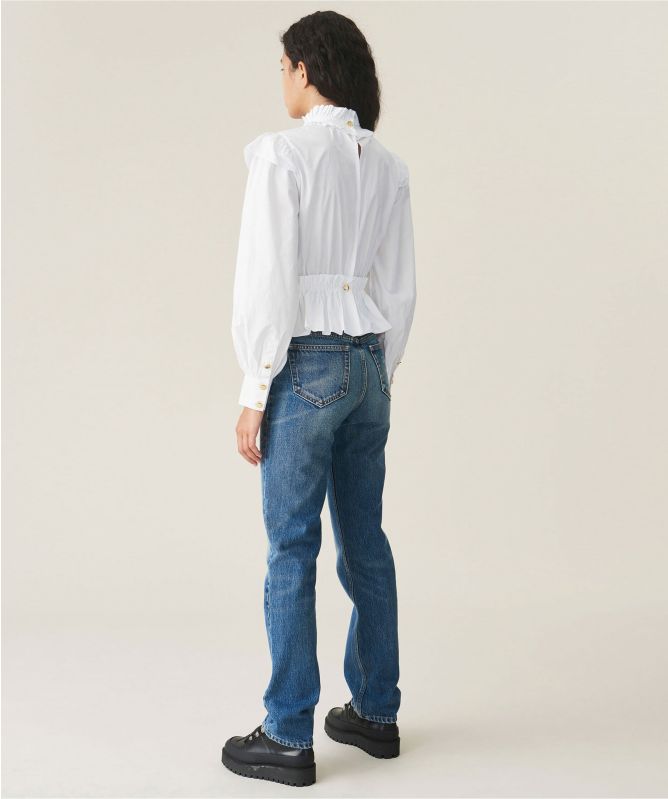 GANNI Cotton Poplin Cropped Blouse