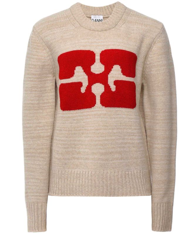 GANNI O-neck Butterfly Jumper