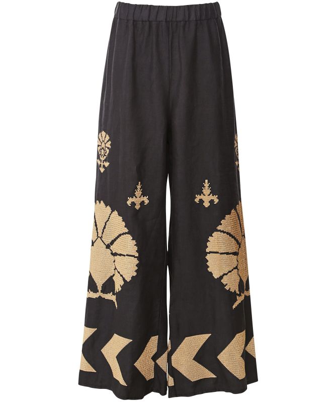 Greek Archaic Kori Linen Peacock Trousers Jules B