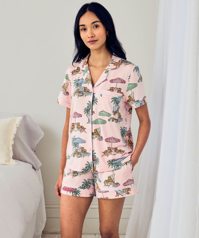 Chelsea Peers Lounging Leopards Print Short Pyjamas