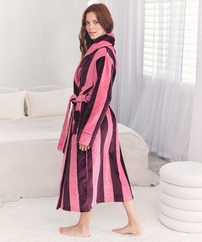 chinese dress ladies Elegant Comfort Men Hooded Velvet Fleece Long Bathrobe Navy Blue / Small-Medium main image 1