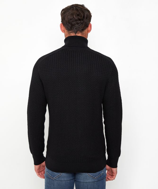 Thomas Maine Waffle Roll Neck Merino Jumper
