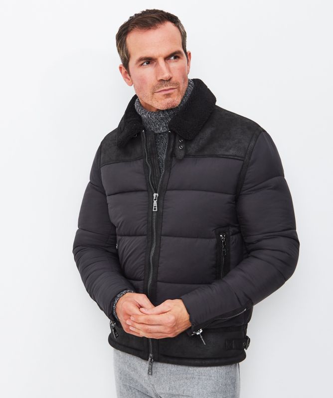 Seinse Padded Faux Fur Collar Jacket