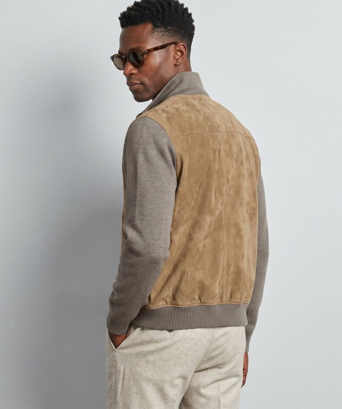 Jack Leathers Suede Knit Bomber Jacket