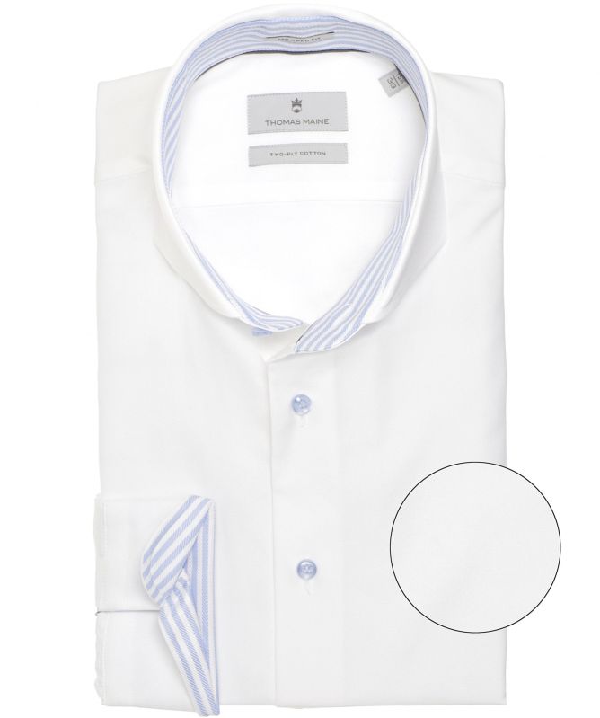 Thomas Maine Tailored Fit Striped Trim Bari Shirt