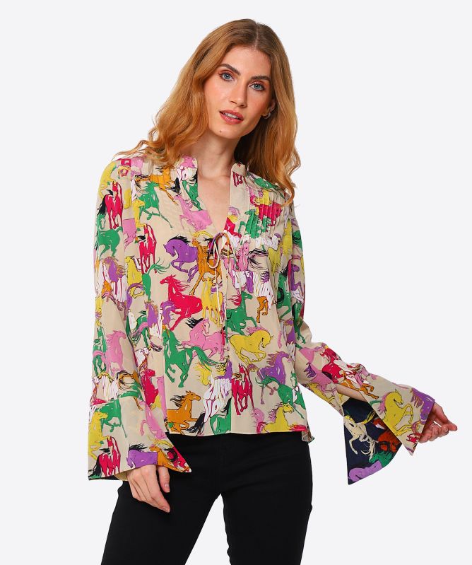 Zadig and Voltaire Silk Taika Horses Shirt