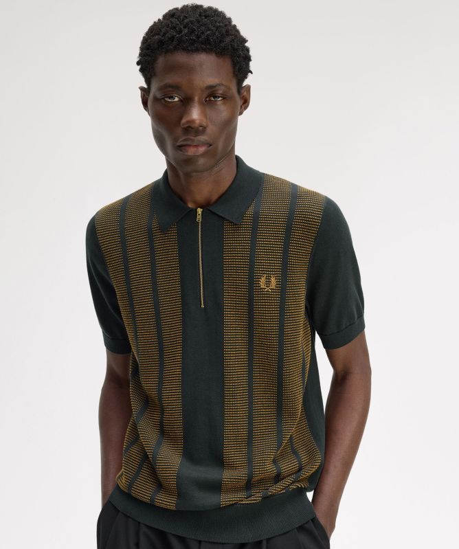 Fred Perry Textured Panel Knitted Shirt