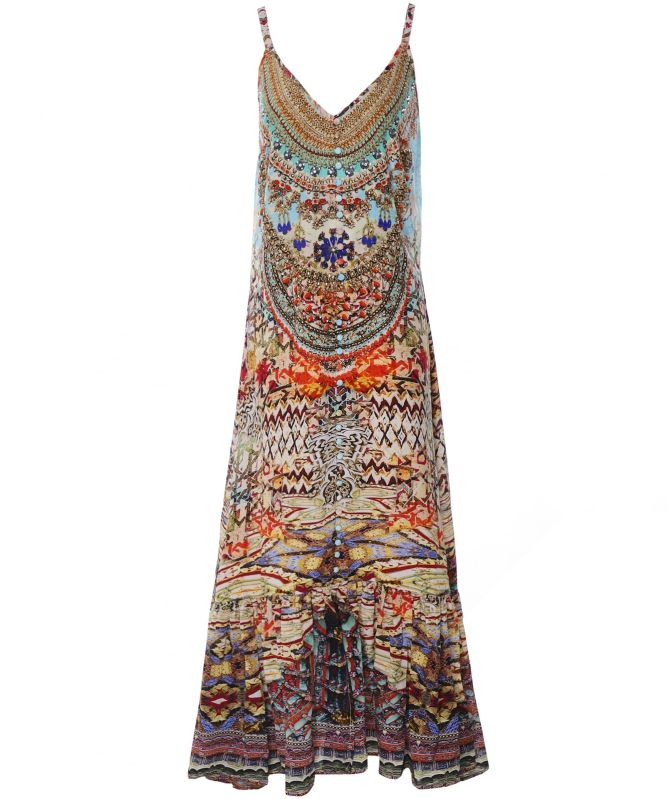 Inoa Arizona Silk Frill Hem Maxi Dress