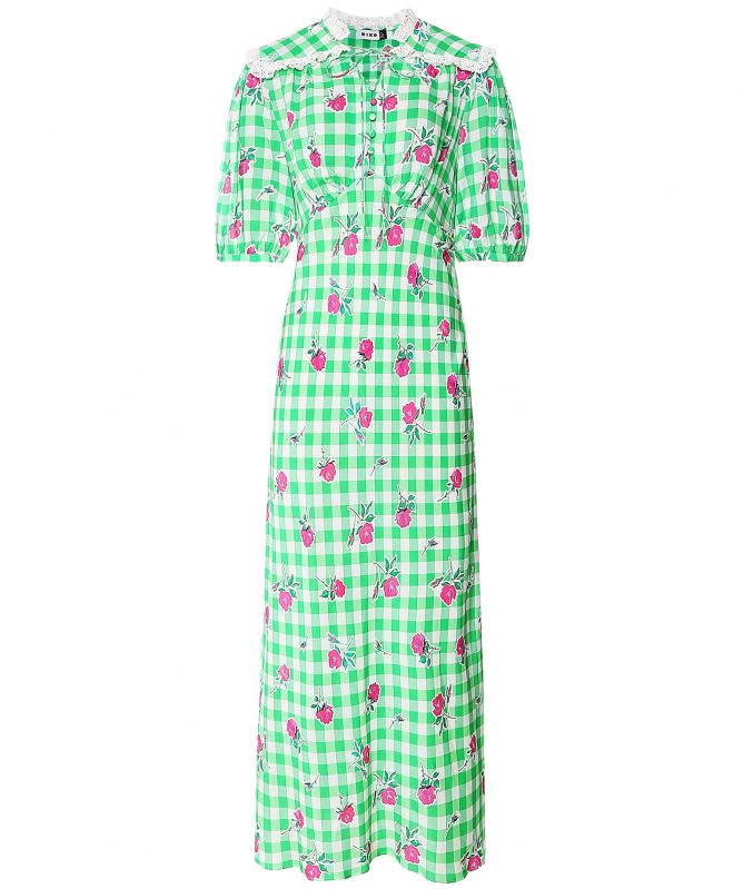 green emerald velvet dress Green Gingham Tiered Milkmaid Maxi Dress by Daisy Street – Black Salt