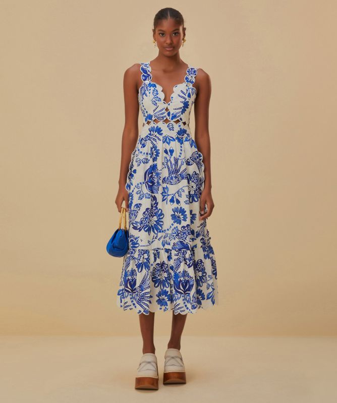 Farm Rio Flowerful Birds Midi Dress