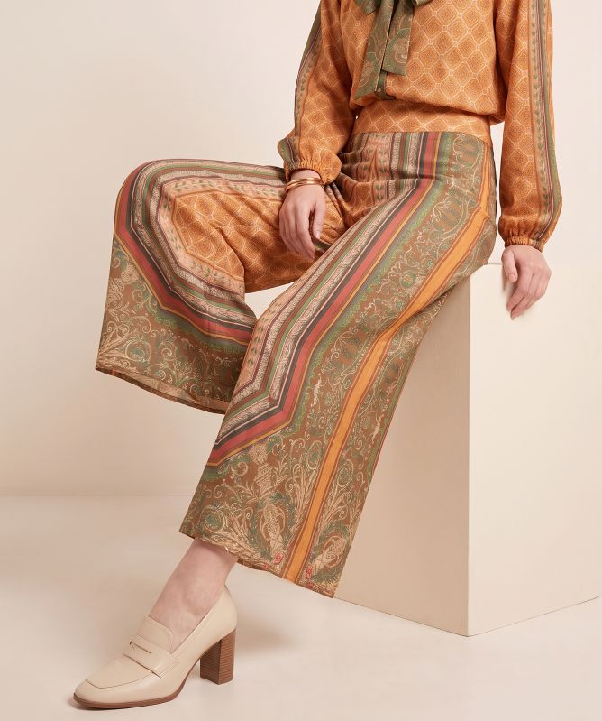 One Hundred Stars Amulet Gold Palazzo Trousers