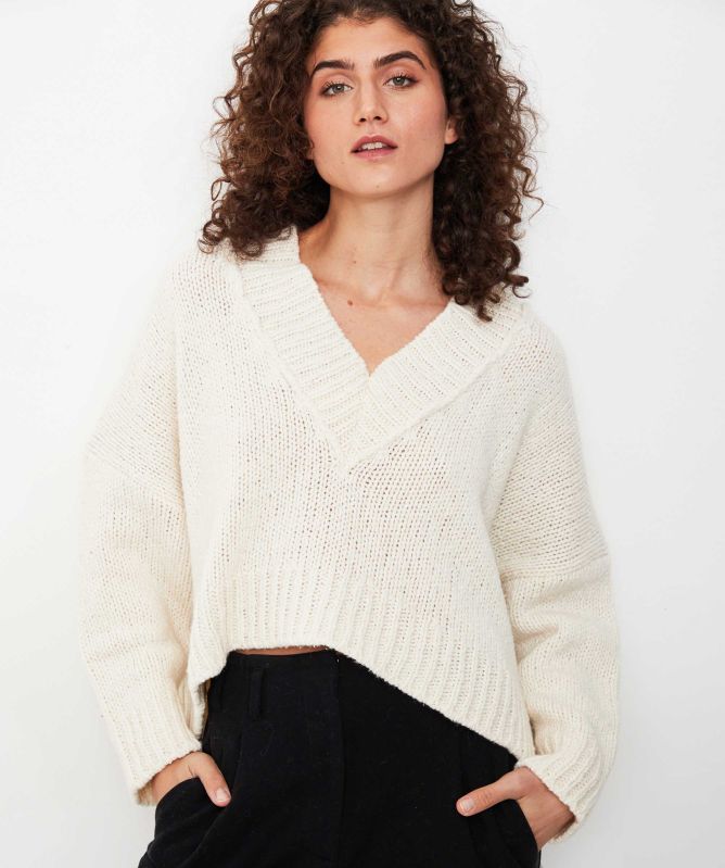 Lurdes Bergada V-Neck Cropped Jumper
