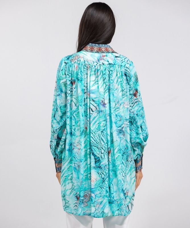 Inoa Gold Coast Silk Puff Sleeve Shirt Dress Jules B