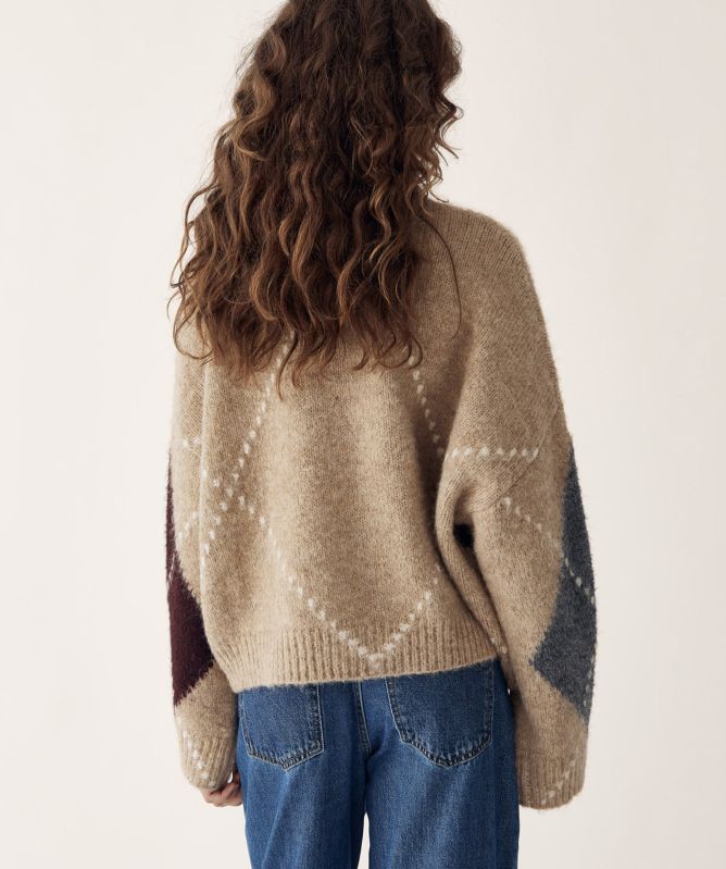 Noella N-Laiana Knit Argyle Cardigan