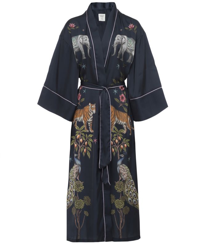 Chelsea Peers Satin Twilight Safari Print Dressing Gown