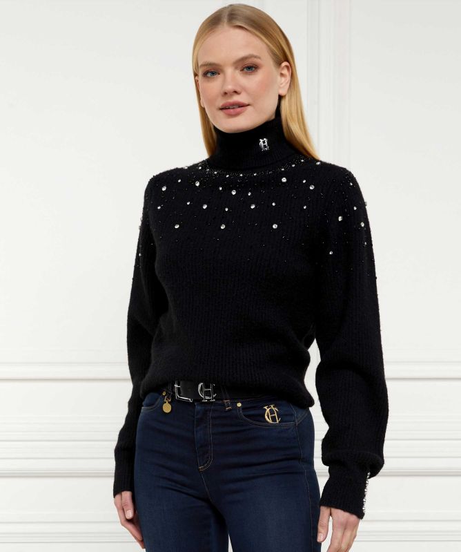 ニット/セーター Crystal Embellished Turtleneck Knit Top Embellished Turtleneck Sweater | White House Black Market