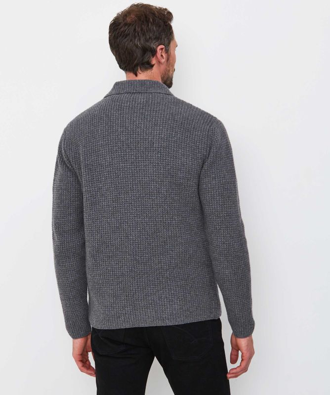 Wool and Co Waffle Knit Button Cardigan