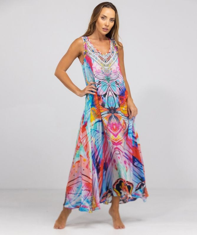 Inoa Canberra Silk Flowing Maxi Dress Jules B