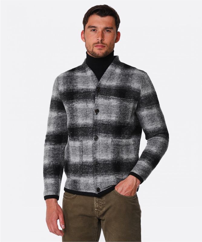 Universal Works Checked Wool Fleece Cardigan