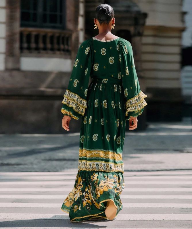 farm rio long-sleeve off-the-shoulder ruffled maxi dress FARM Rio Ayla Long Sleeve Ruffled Maxi Dress